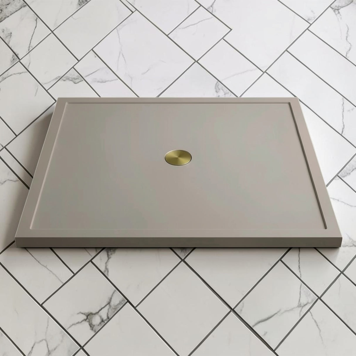 Omnitub 1500 x 1500 square shower tray 35mm slim non-slip - side angle