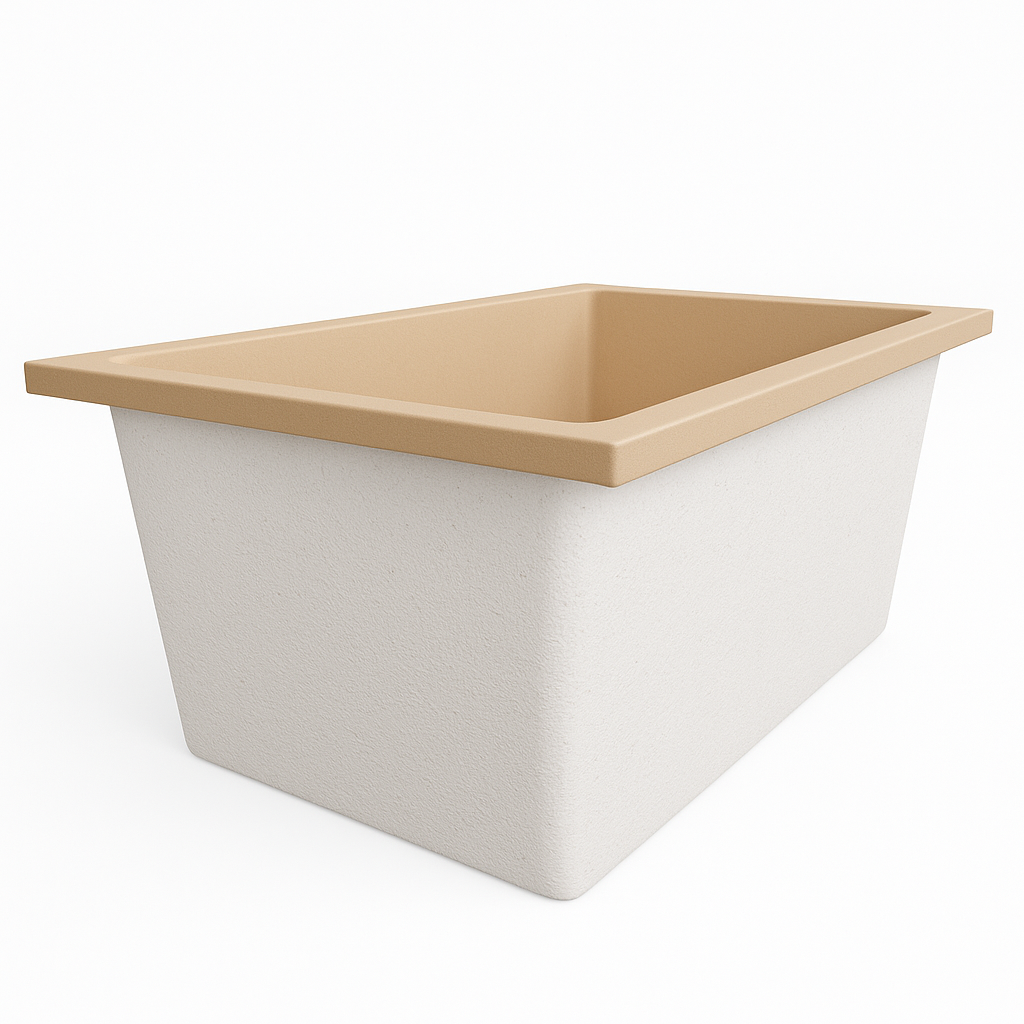 Omnitub Solo Flow 1400 x 900 handmade UK deep soaking tub 600mm depth rectangular - styled setting