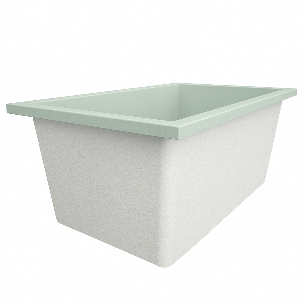 Omnitub Solo Flow 1400 x 900 handmade UK deep soaking tub 600mm depth rectangular - dimensions overview 3