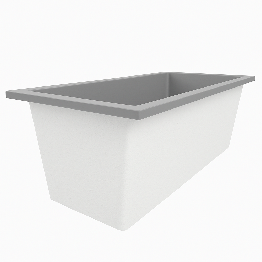 Omnitub Deluxe 1700 x 750 handmade UK deep soaking tub 600mm depth rectangular - top-down view 2