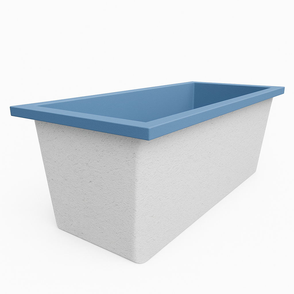 Omnitub Deluxe 1700 x 750 handmade UK deep soaking tub 600mm depth rectangular - side angle 5