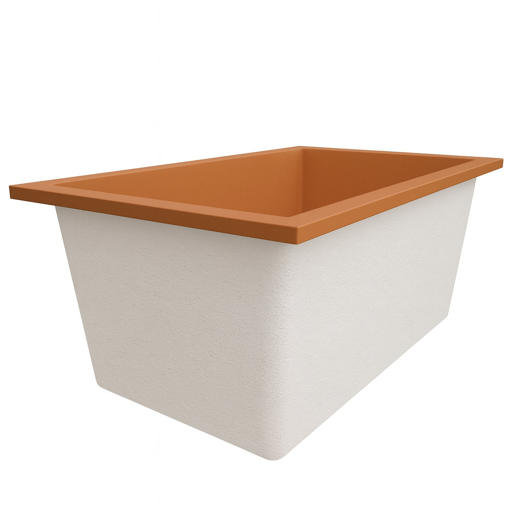 Omnitub Solo Flow 1400 x 900 handmade UK deep soaking tub 600mm depth rectangular - styled setting 4
