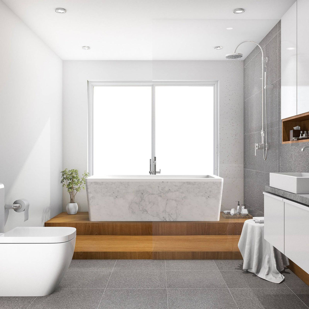 Omnitub Deluxe 1700 x 750 handmade UK deep soaking tub 600mm depth rectangular - styled setting