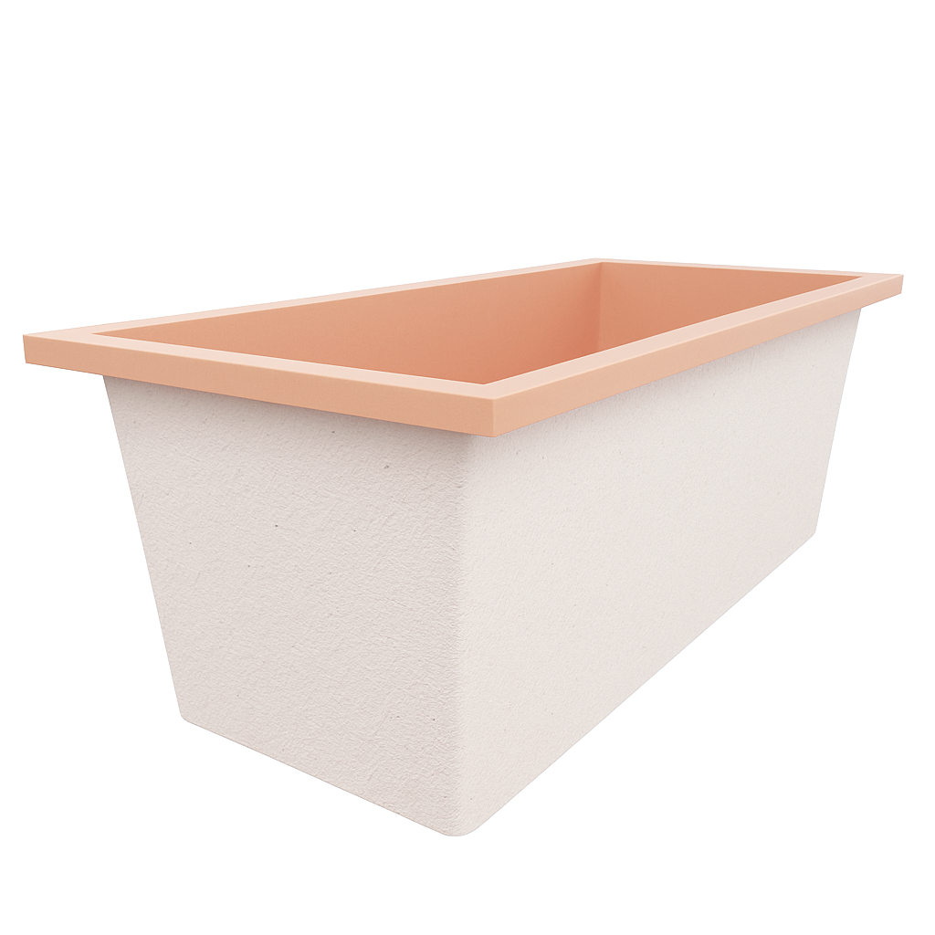 Omnitub Deluxe 1700 x 750 handmade UK deep soaking tub 600mm depth rectangular - finish and texture 6
