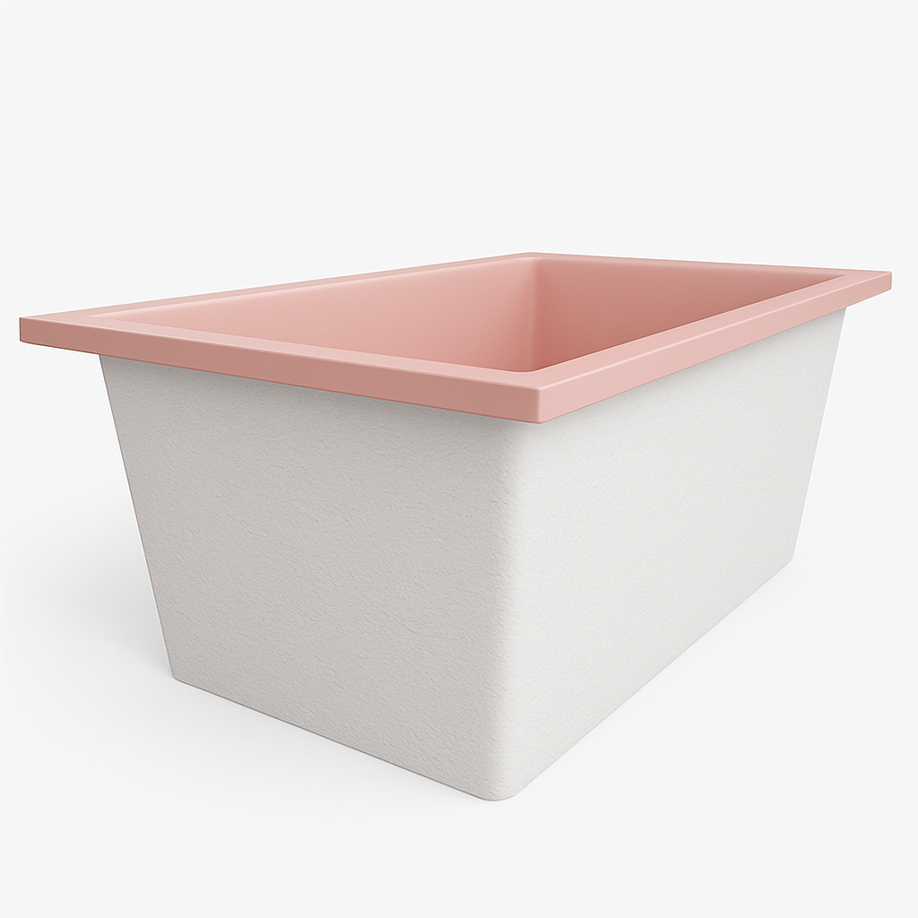 Omnitub Solo Flow 1400 x 900 handmade UK deep soaking tub 600mm depth rectangular - side angle 6