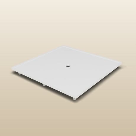 1500 × 1500 Square Shower Tray – 45mm Slim Non-Slip — on the adjustable riser kit · Omnitub render