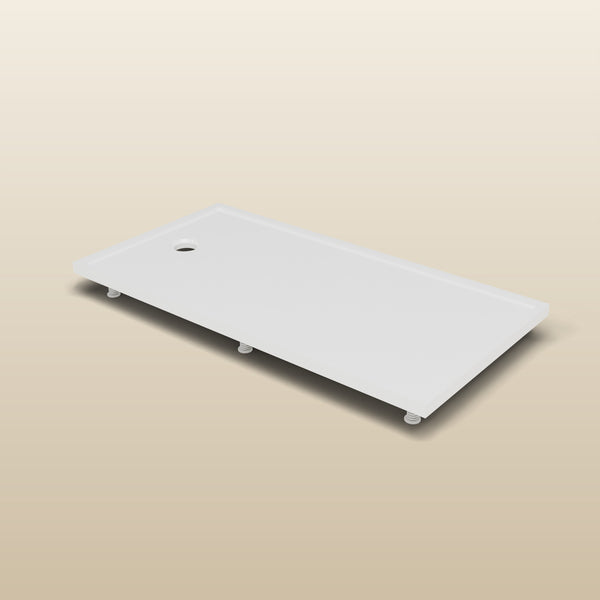 1550 × 800 Rectangular Shower Tray – 45mm Slim Non-Slip — on the adjustable riser kit · Omnitub render
