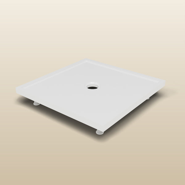 800 × 800 Square Shower Tray – 45mm Slim Non-Slip — on the adjustable riser kit · Omnitub render