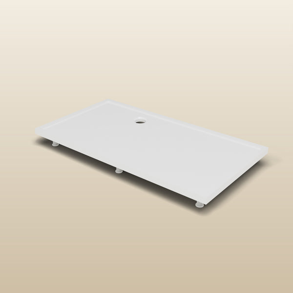1500 × 800 Rectangular Shower Tray – 45mm Slim Non-Slip — on the adjustable riser kit · Omnitub render