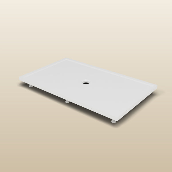 1500 × 900 Rectangular Shower Tray – 45mm Slim Non-Slip — on the adjustable riser kit · Omnitub render