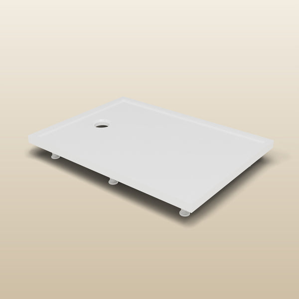 1100 x 800 Rectangular Shower Tray – 45mm Slim Non-Slip — on the adjustable riser kit · Omnitub render