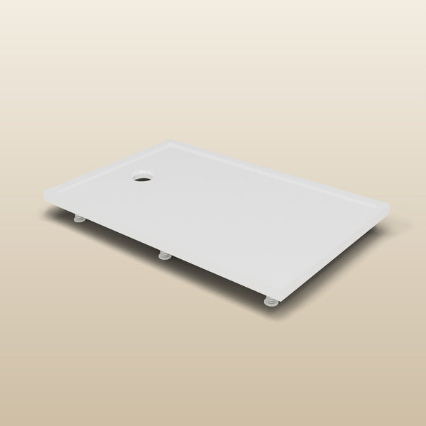 1200 × 800 Rectangular Shower Tray – 45mm Slim Non-Slip — on the adjustable riser kit · Omnitub render