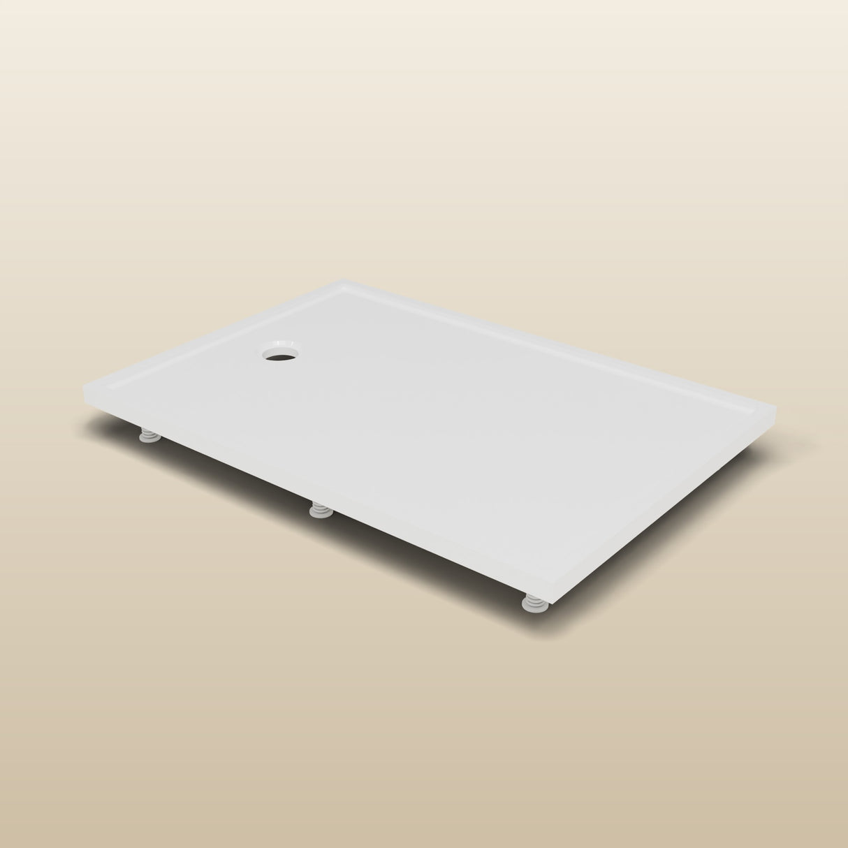 1300 × 900 Rectangular Shower Tray – 45mm Slim Non-Slip — on the adjustable riser kit · Omnitub render