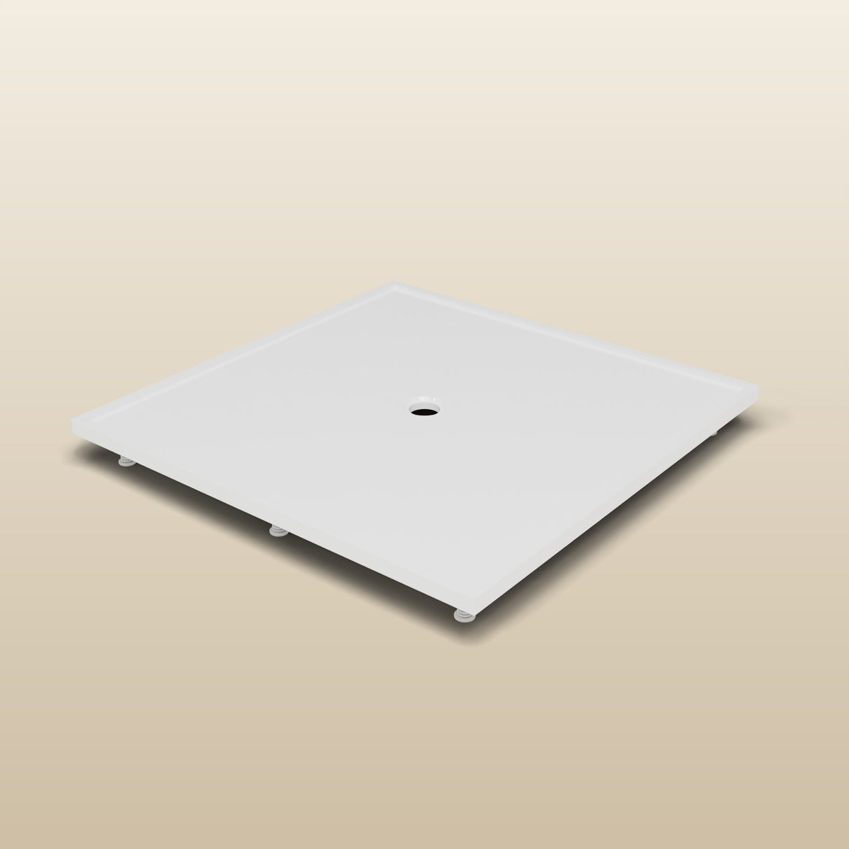 1400 × 1400 Square Shower Tray – 45mm Slim Non-Slip — on the adjustable riser kit · Omnitub render