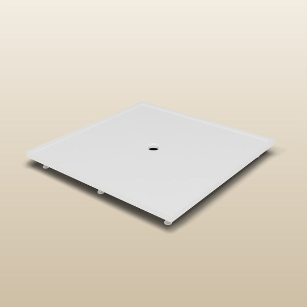 1400 × 1400 Square Shower Tray – 45mm Slim Non-Slip — on the adjustable riser kit · Omnitub render