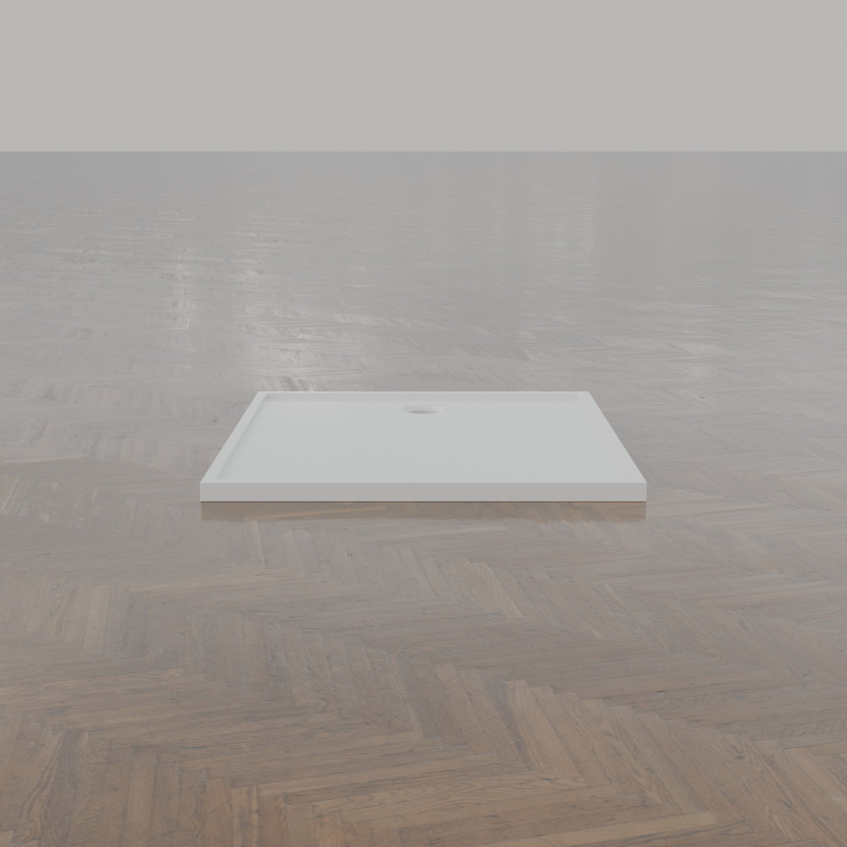 1100 × 1000 Rectangular Shower Tray – 45mm Slim Non-Slip — end view · Omnitub gallery end