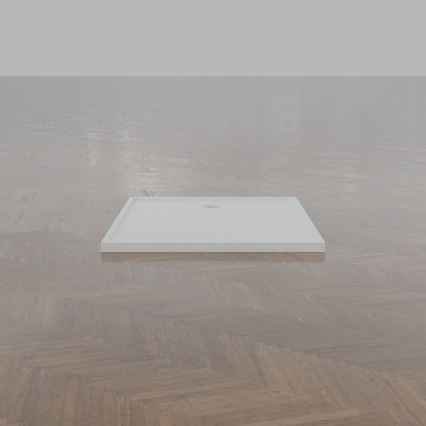 1100 × 1000 Rectangular Shower Tray – 45mm Slim Non-Slip — end view · Omnitub gallery end
