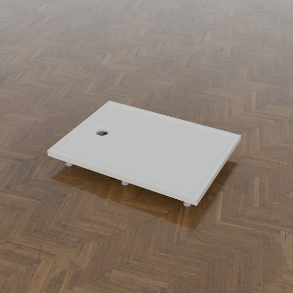 1100 x 800 Rectangular Shower Tray – 45mm Slim Non-Slip — on the riser kit · Omnitub gallery feet34