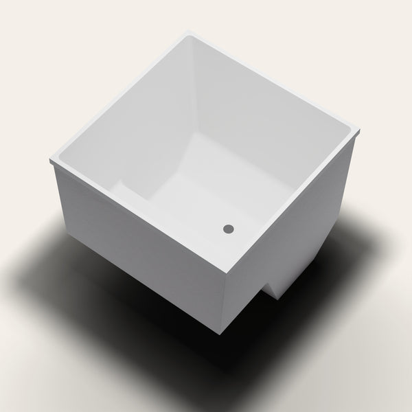Omnitub 1100 x 1100 seated soaking tub in corner