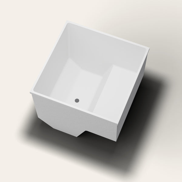 Omnitub 1100 x 1100 seated soaking tub in long