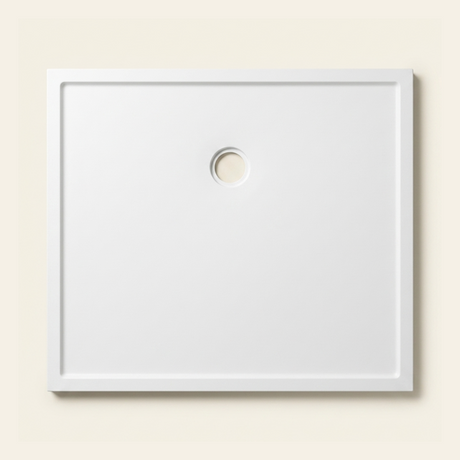 1200mm × 1000mm Omnitub Pure White shower tray — 45mm slim non-slip Omnigel surface, BS 4800 00 E 55, handmade in Somerset