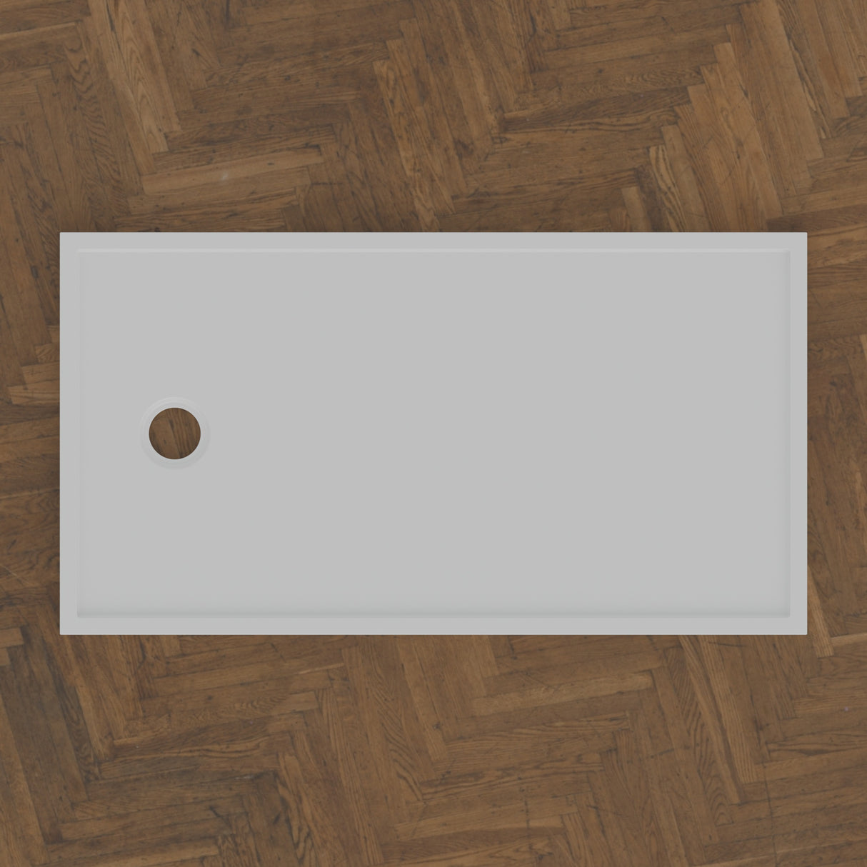 1300 x 700 Rectangular Shower Tray – 45mm Slim Non-Slip — bird's-eye · Omnitub bird's-eye hero