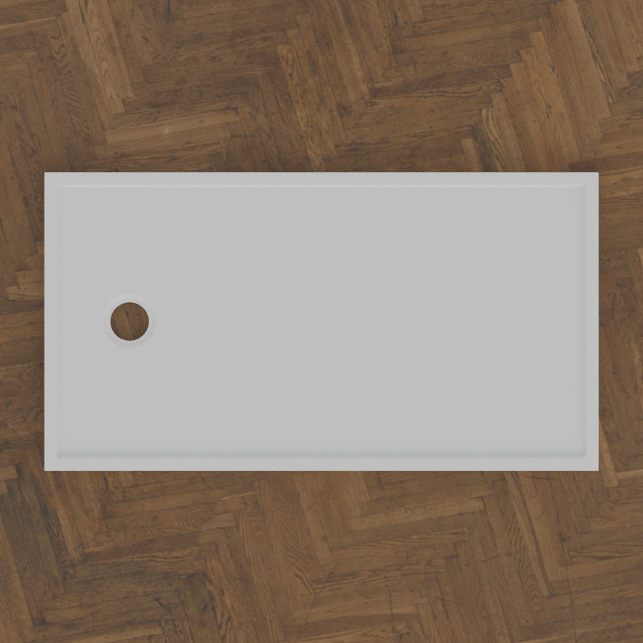 1300 x 700 Rectangular Shower Tray – 45mm Slim Non-Slip — bird's-eye · Omnitub bird's-eye hero
