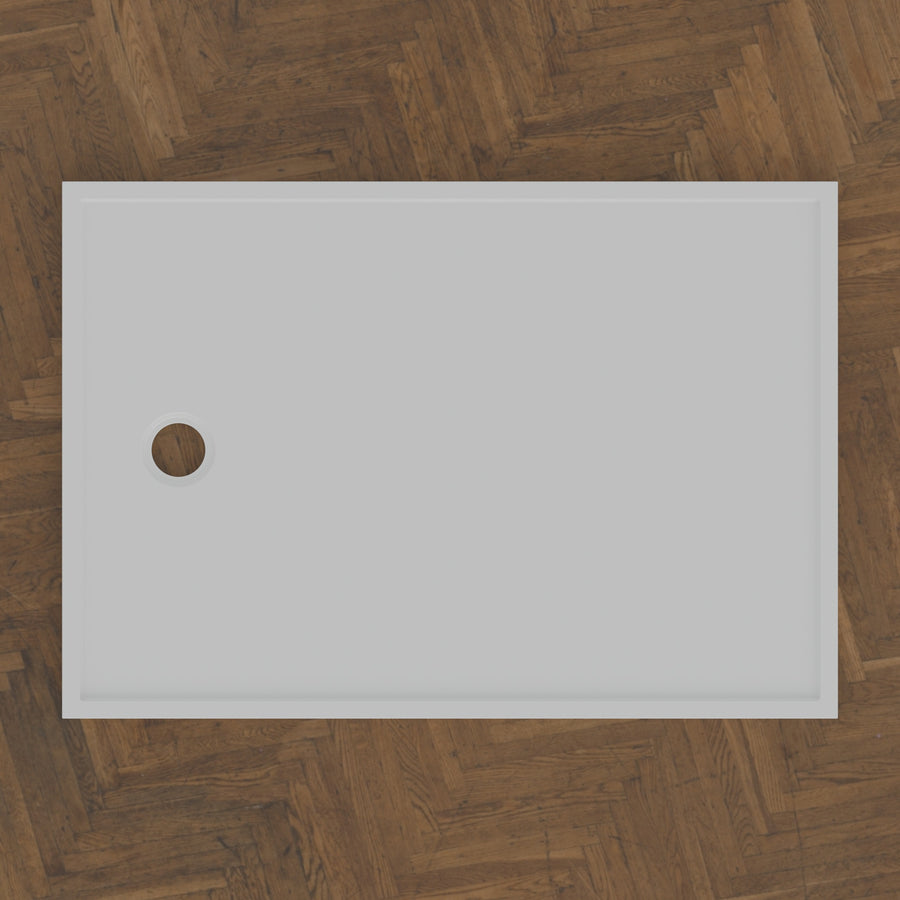 1300 × 900 Rectangular Shower Tray – 45mm Slim Non-Slip — bird's-eye · Omnitub bird's-eye hero