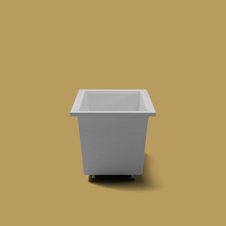 1350 x 750 Deep Soaking Tub – 600mm Depth – Rectangular – Omnitub — end elevation on the feet kit [render:endelev:feet] [bg:brass]
