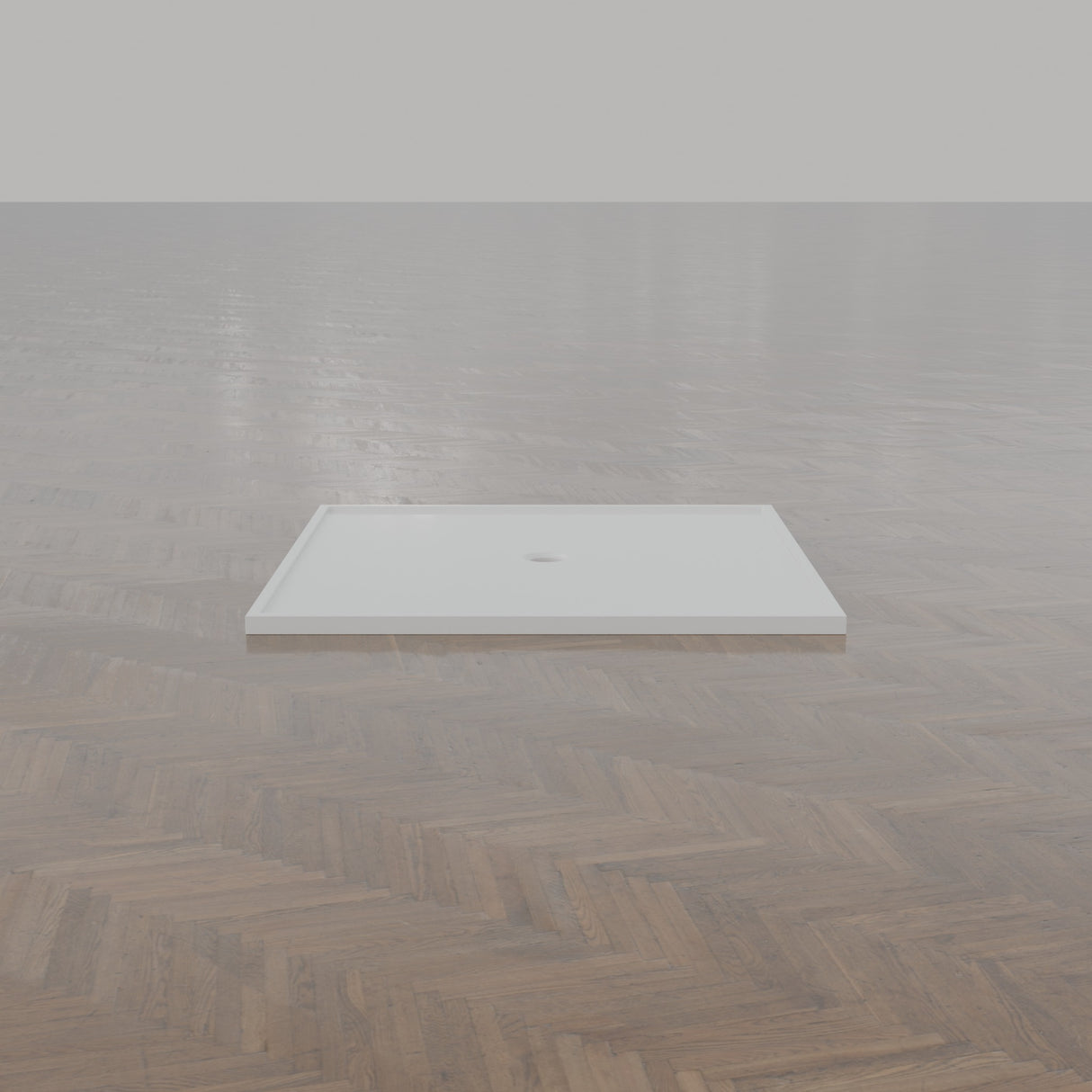 1400 × 1400 Square Shower Tray – 45mm Slim Non-Slip — end view · Omnitub gallery end