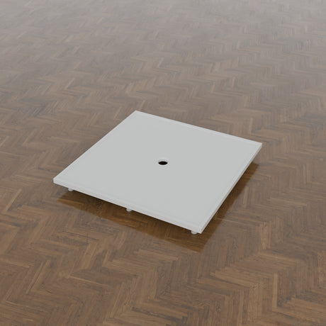 1400 × 1400 Square Shower Tray – 45mm Slim Non-Slip — on the riser kit · Omnitub gallery feet34