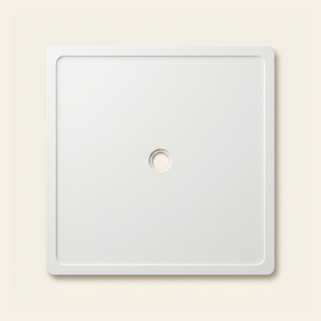 1400mm × 1400mm Omnitub Pure White shower tray — 45mm slim non-slip Omnigel surface, BS 4800 00 E 55, handmade in Somerset