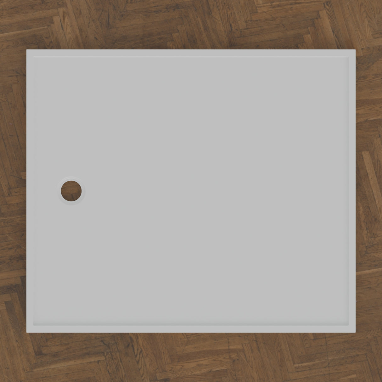 1430 × 1230 Rectangular Shower Tray – 45mm Slim Non-Slip — bird's-eye · Omnitub bird's-eye hero