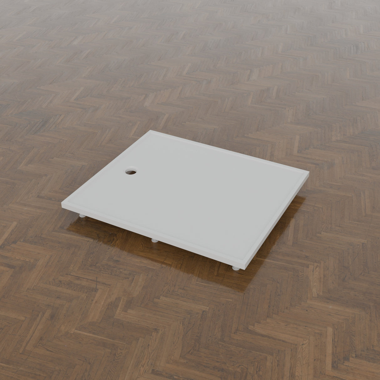 1430 × 1230 Rectangular Shower Tray – 45mm Slim Non-Slip — on the riser kit · Omnitub gallery feet34