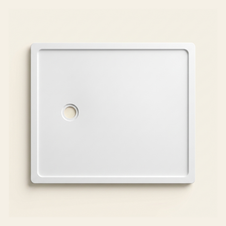1450mm × 1210mm Omnitub Pure White shower tray — 45mm slim non-slip Omnigel surface, BS 4800 00 E 55, handmade in Somerset