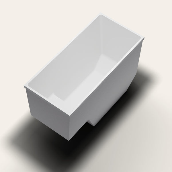 Omnitub 1500 x 700 seated soaking tub in corner