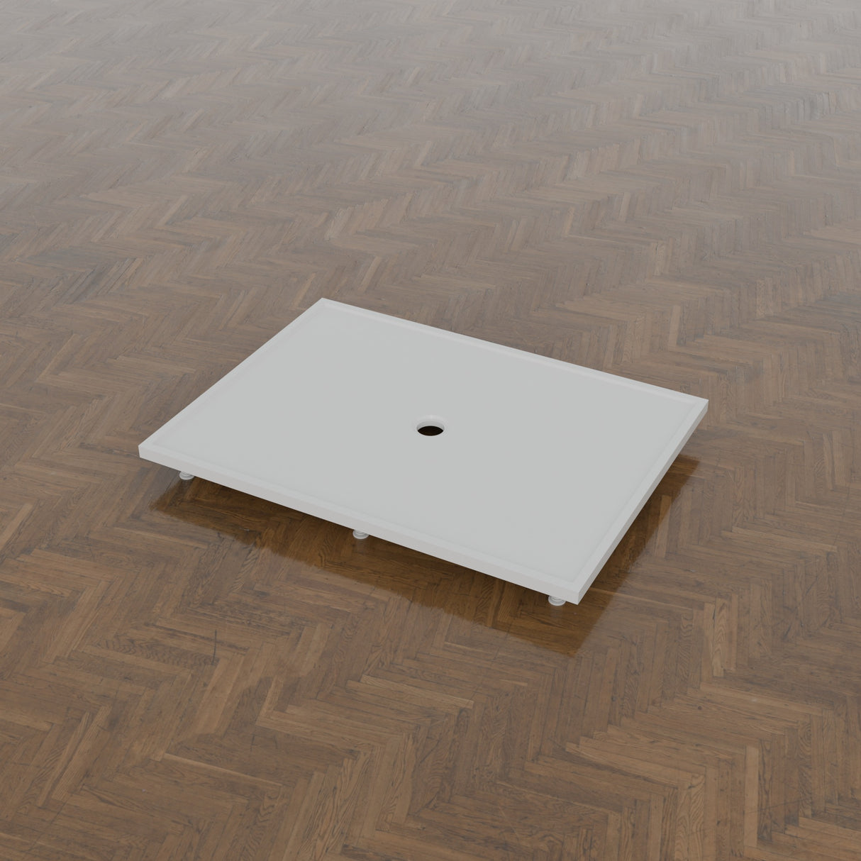 1500 × 1100 Rectangular Shower Tray – 45mm Slim Non-Slip — on the riser kit · Omnitub gallery feet34