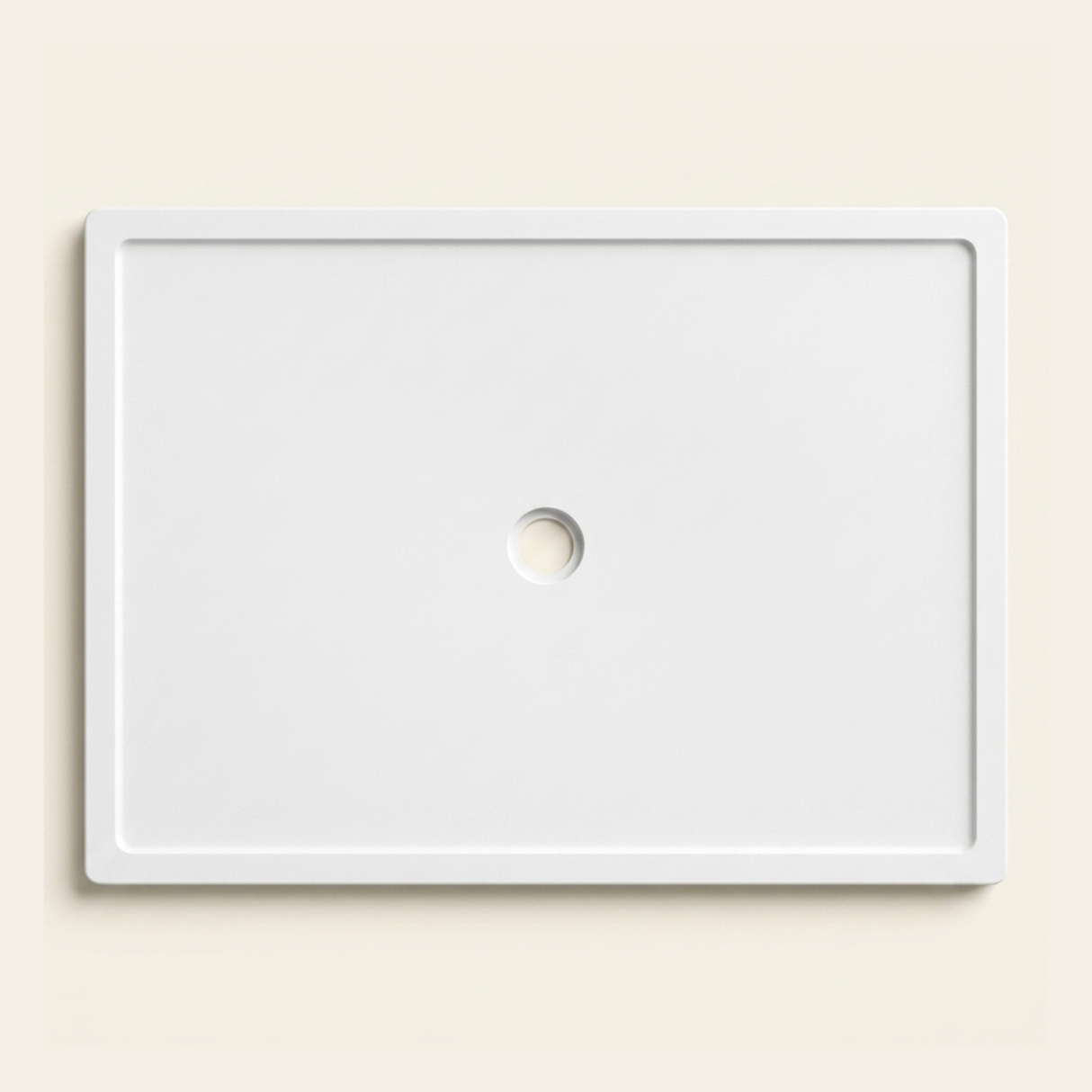 1500mm × 1100mm Omnitub Pure White shower tray — 45mm slim non-slip Omnigel surface, BS 4800 00 E 55, handmade in Somerset
