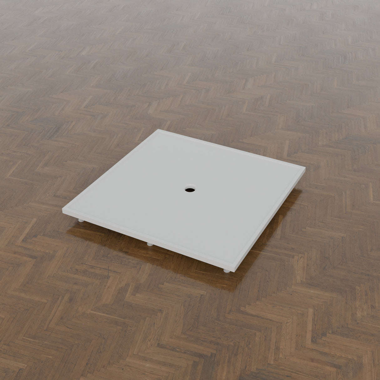 1500 × 1500 Square Shower Tray – 45mm Slim Non-Slip — on the riser kit · Omnitub gallery feet34