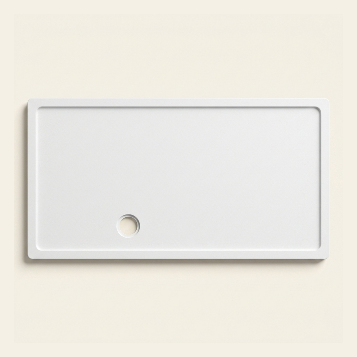 1500mm × 800mm Omnitub Pure White shower tray — 35mm slim non-slip Omnigel surface, BS 4800 00 E 55, handmade in Somerset
