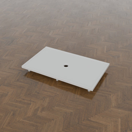 1500 × 900 Rectangular Shower Tray – 45mm Slim Non-Slip — on the riser kit · Omnitub gallery feet34