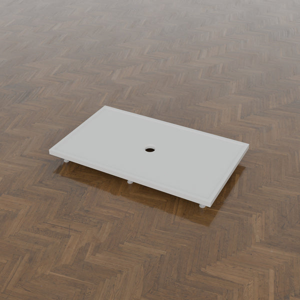 1500 × 900 Rectangular Shower Tray – 45mm Slim Non-Slip — on the riser kit · Omnitub gallery feet34