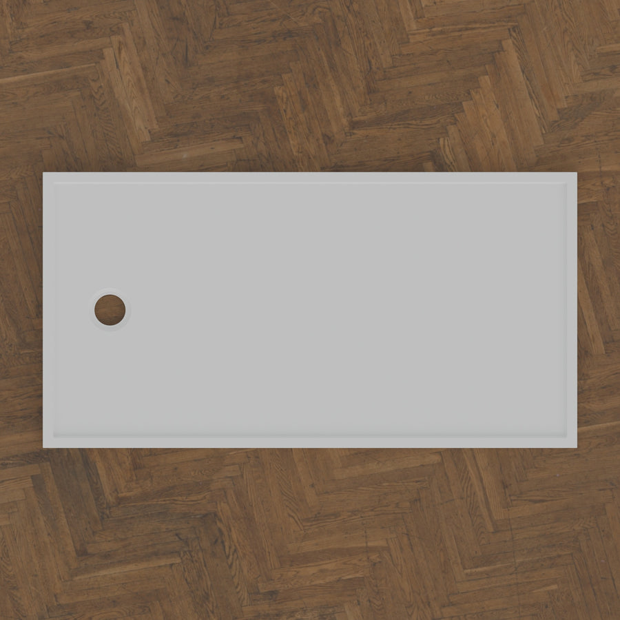 1550 × 800 Rectangular Shower Tray – 45mm Slim Non-Slip — bird's-eye · Omnitub bird's-eye hero