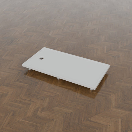 1550 × 800 Rectangular Shower Tray – 45mm Slim Non-Slip — on the riser kit · Omnitub gallery feet34