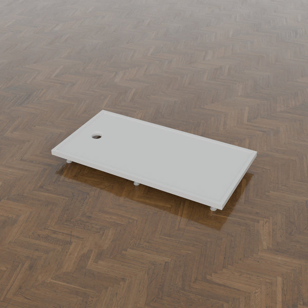 1550 × 800 Rectangular Shower Tray – 45mm Slim Non-Slip — on the riser kit · Omnitub gallery feet34