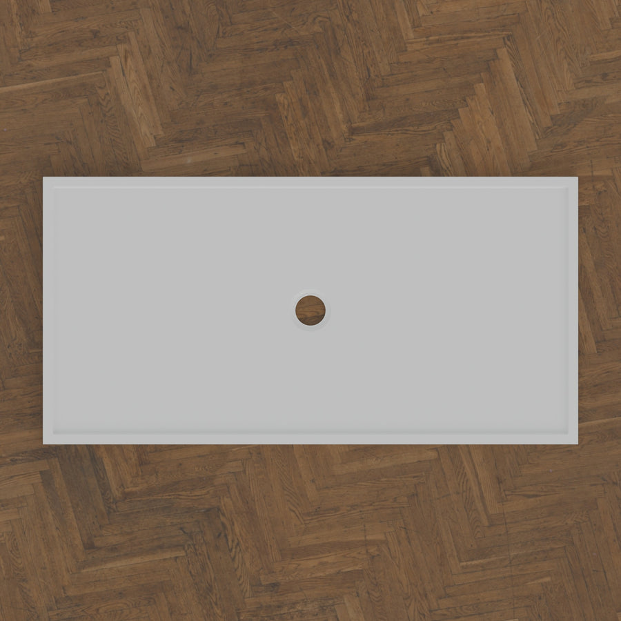1600 × 800 Rectangular Shower Tray – 45mm Slim Non-Slip — bird's-eye · Omnitub bird's-eye hero