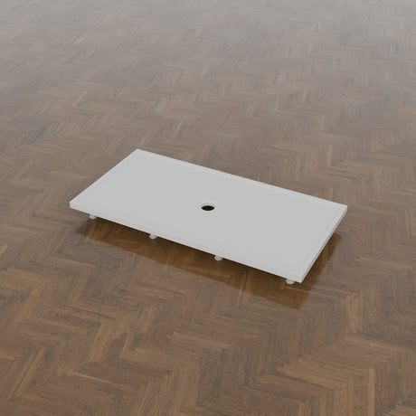 1600 × 800 Rectangular Shower Tray – 45mm Slim Non-Slip — on the riser kit · Omnitub gallery feet34