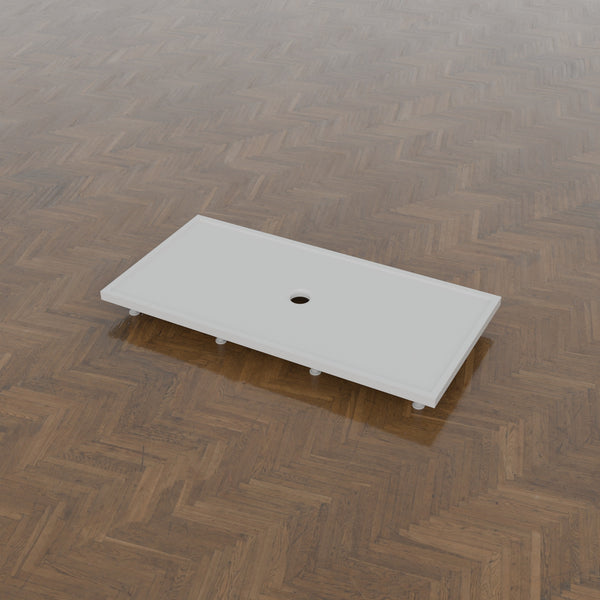 1600 × 800 Rectangular Shower Tray – 45mm Slim Non-Slip — on the riser kit · Omnitub gallery feet34