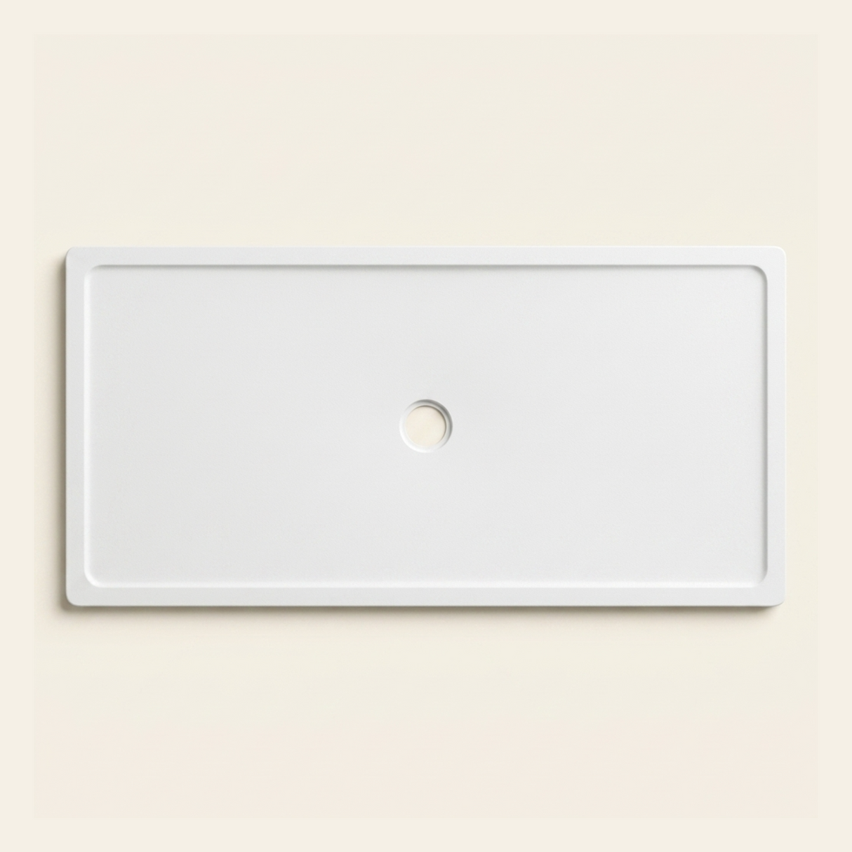 1600mm × 800mm Omnitub Pure White shower tray — 45mm slim non-slip Omnigel surface, BS 4800 00 E 55, handmade in Somerset