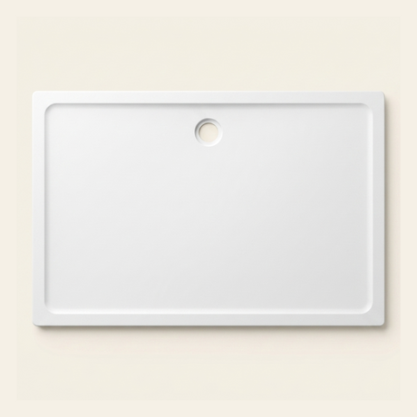 1650mm × 1100mm Omnitub Pure White shower tray — 45mm slim non-slip Omnigel surface, BS 4800 00 E 55, handmade in Somerset